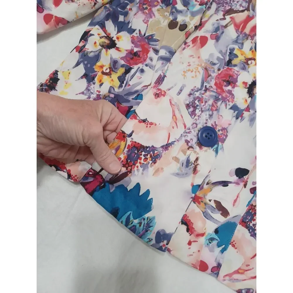 Coldwater Creek Women's Colorful Floral Button Jacket Blazer Sz 10 Unlined